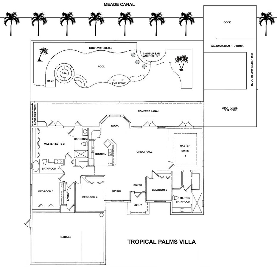 Please click the floor plan to interact and take a tour of the villa! Tropical Palms Villa Floor Plan
